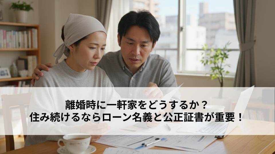 離婚時に一軒家をどうするか？住み続けるならローン名義と公正証書が重要！
